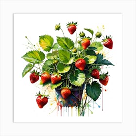 Strawberries In A Pot Art Print