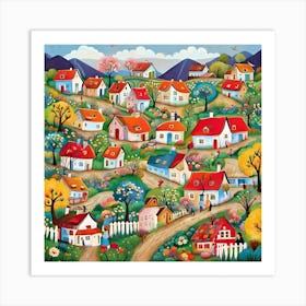 Village In Spring 1 Art Print