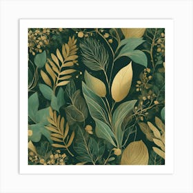 Gold Leaves Wallpaper Art Print