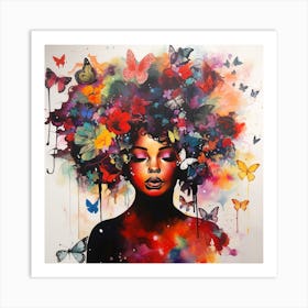 Maraclemente Abstract Black Woman Cartoonish With Colorful Hair 313a82bc 9f24 4ab0 8ad5 Cb65b05321a9 Art Print