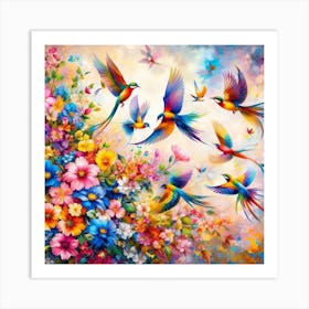 Colorful Parrots Art Print