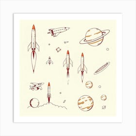 Retro Futuristic Elements,Retro Futuristic Background,Retro Futuristic Templates (31) Art Print