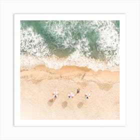 Umbrellas On Beach Square Art Print