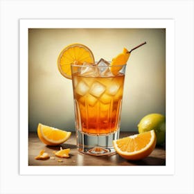 Cocktail With Orange Slices Art Print