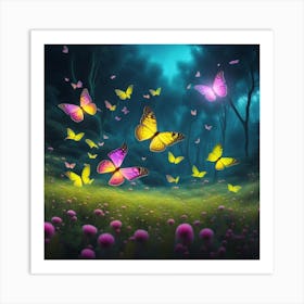 Butterflies In The Forest Art Print