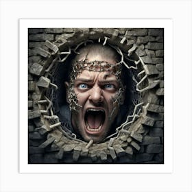 Man Coming Out Of A Hole Art Print