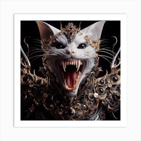 Cat With Teeth 2 Art Print