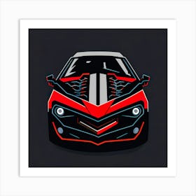 Car Red Artwork Of Graphic Design Flat (310) Art Print