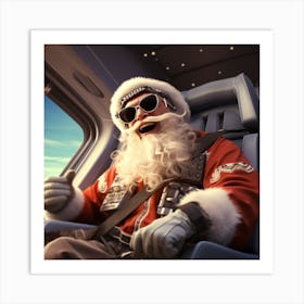 Santa Claus In A Plane Art Print