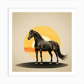 Horse At Sunset Art Print