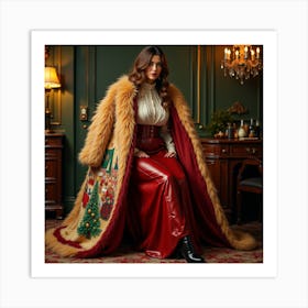 Woman In A Fur Coat 15 Art Print