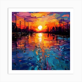 Sunset Over The Water 2 Art Print