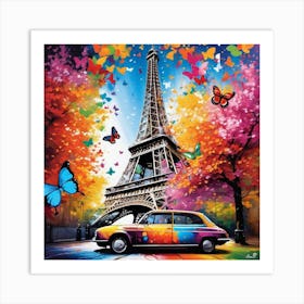 Paris With Butterflies 2 Art Print