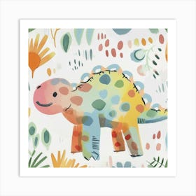 Cute Muted Pastels Ankylosaurus Dinosaur 3 Art Print