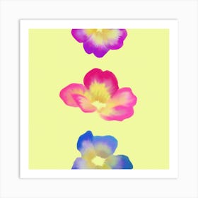 Watercolour Flowers On A Yellow Background Art Print