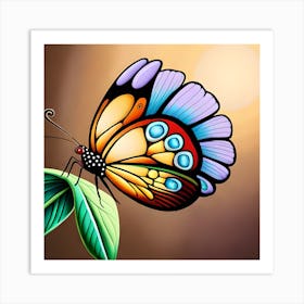 Butterfly On A Leaf Art Print