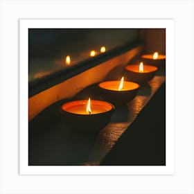 Candles On A Window Sill Art Print