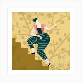 Woman On The Stairs Art Print