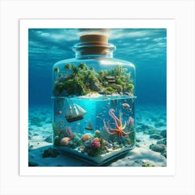 Octopus In A Bottle Art Print