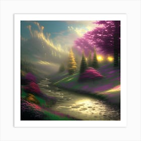 Stream In The Forest Art Print