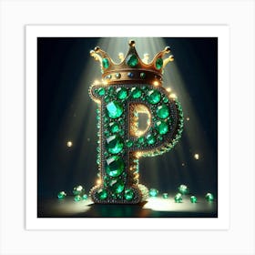 Emerald Letter P Art Print