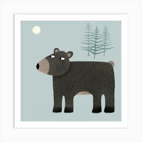 Bear Trees Moon Art Print