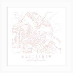 Amsterdam Netherlands Light Pink Minimal Street Map Square Art Print