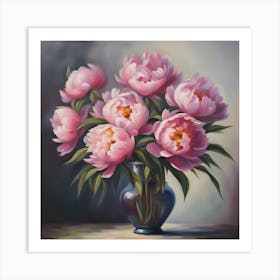 Pink Peonies In A Vase Art Print