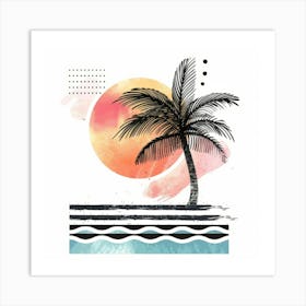 Palm Tree At Sunset 5 Art Print