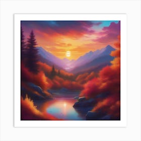 Sunset In The Mountains 9 Art Print