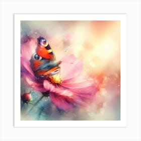 Butterfly On A Flower 2 Art Print