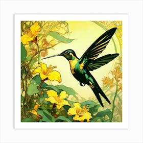 Yellow And Green Hummingbird Art Print