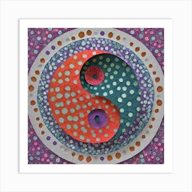 Firefly Beautiful Modern Intricate Floral Yin And Yang Mosaic Mandala Pattern In Gray, And Vibrant T (1) Art Print