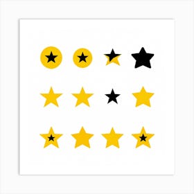 Collection Of Bright 5 Star Feedback Symbols Modern White And Gold Isolated Shiny Elements Black (2) Art Print