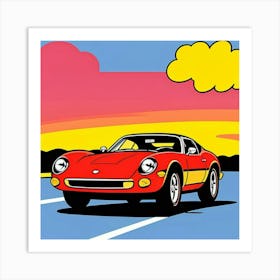 Vibrant Retro Drive Comic Illustration Art Print