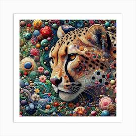 Cheetah in the style of collage-inspired Art Print