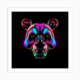 Neon Bear Head Poster