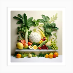 A wonderful assortment of fruits and vegetables 1 Art Print