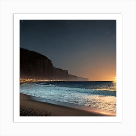 Beach At Night Art Print