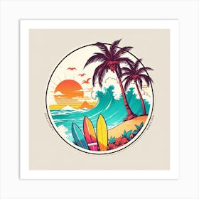 Surfboards And Palm Trees Art Print