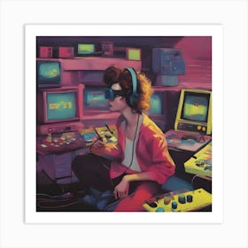 80's Video Game Girl Art Print