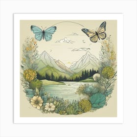 Butterfly In The Mountains Art Print