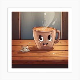 Cartoon Coffee Cup Art Print