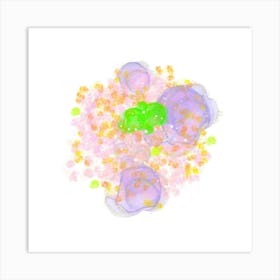 Colorful Abstract Ink Art – Fluid Purple, Green & Yellow Poster