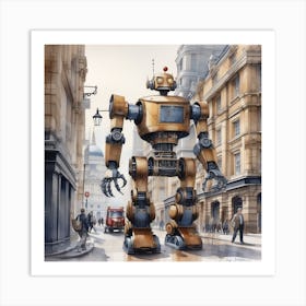 Robot On The Street 49 Art Print