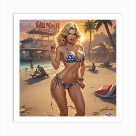 Pinup Girl In Bikini 1 Art Print