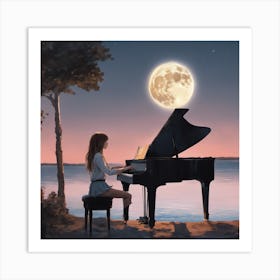 Moonlight Piano Art Print