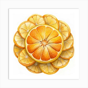 Watercolor Painting Of Orange Slices Art Print