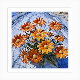 Daisies On Marble Art Print