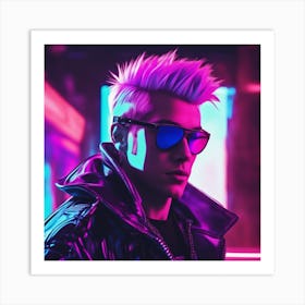 Punk Rocker in Neon Art Print